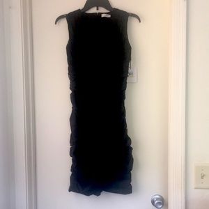 Calvin Klein black ruched formal dress.